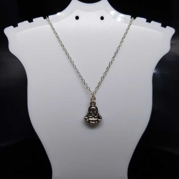 Sterling Silver O link Necklace with Silver Coloured Buddha Pendant