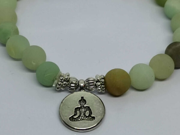 Matte Amazonite Stone Beads with Silver Coloured Buddha Pendant Bracelet - Image 2