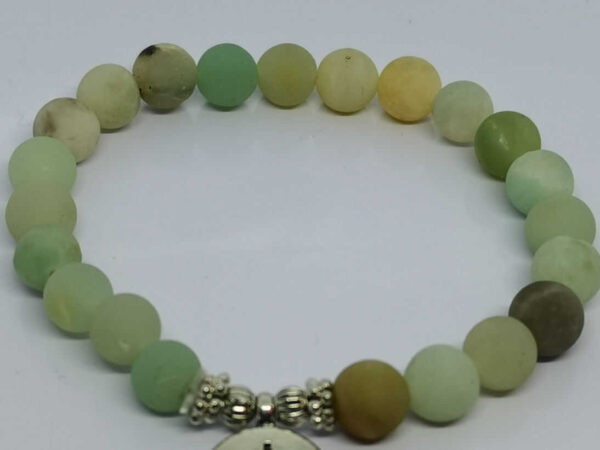 Matte Amazonite Stone Beads with Silver Coloured Buddha Pendant Bracelet - Image 3