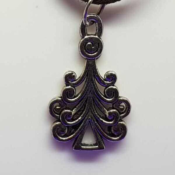 Dark Brown Soft Leather Necklace with Silver Coloured Christmas Tree Pendant - Image 2