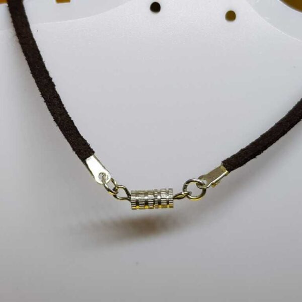 Dark Brown Soft Leather Necklace with Silver Coloured Christmas Tree Pendant - Image 3