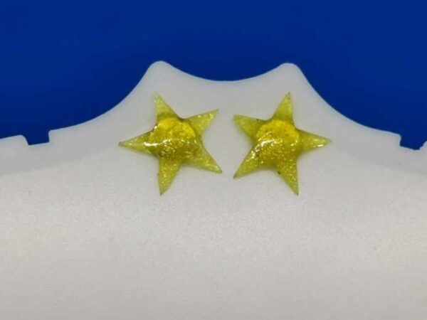 Yellow Sparkle Resin Star Earrings