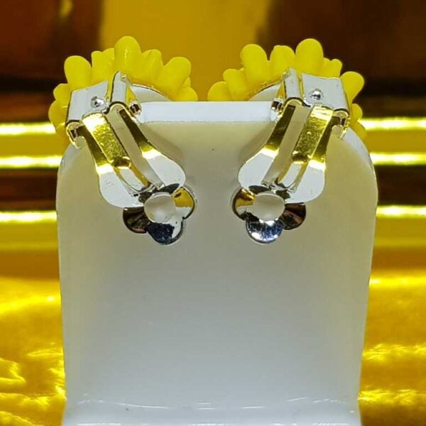 Handmade Yellow Flower Clip on Earrings - Image 4