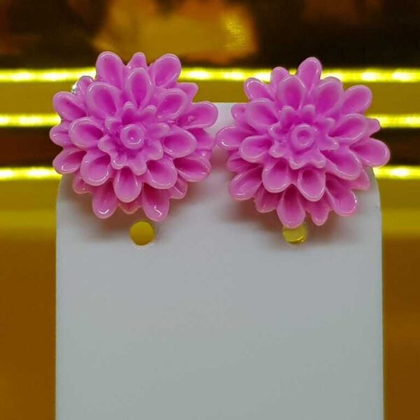 Homemade Pink Flower Clip on Earrings