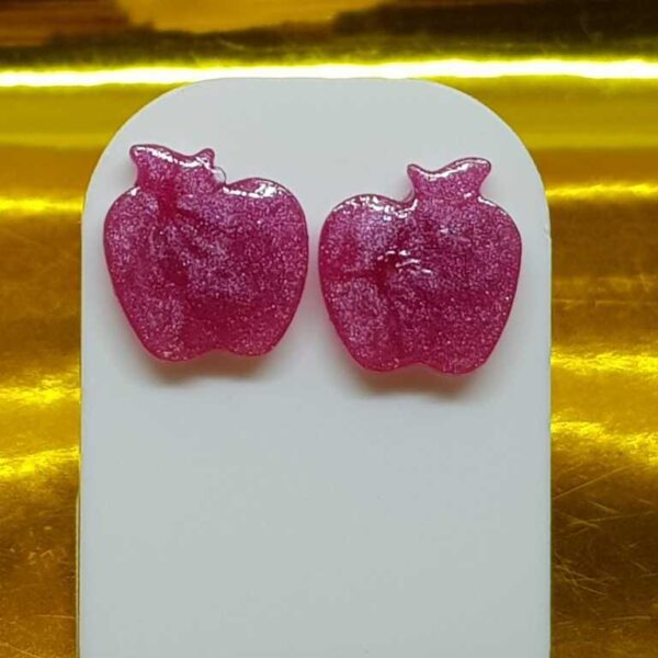 handmade Pink Pearly Apple Earrings