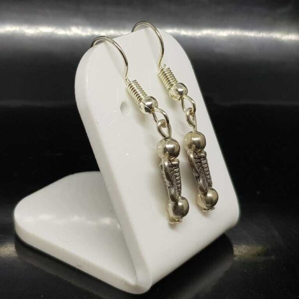 Silver Coloured Hanging Butterfly Earrings on Silver Coloured Posts - Image 2