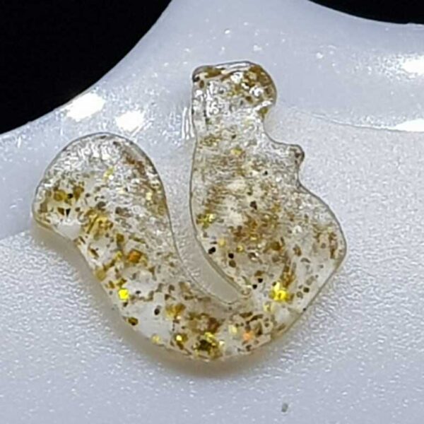 Handmade Gold Glitter Squirrel Resin Earrings Silver Coloured - Image 3