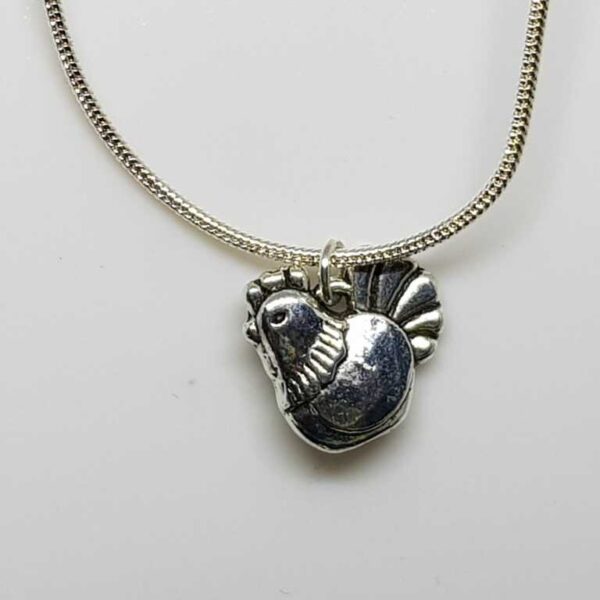 Silver Coloured Double Sided Easter Chick on a Sterling Silver Snake Chain Necklace - Image 3