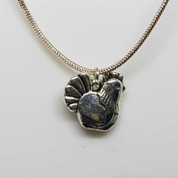 Silver Coloured Double Sided Easter Chick on a Sterling Silver Snake Chain Necklace - Image 2