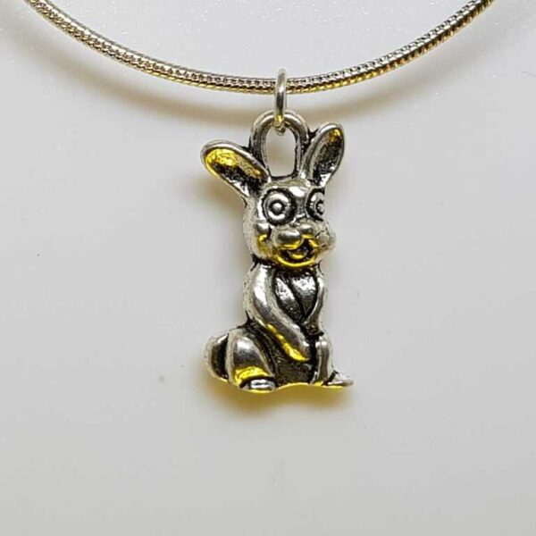 Silver Coloured Rabbit on a Sterling Silver Snake Chain Necklace - Image 2