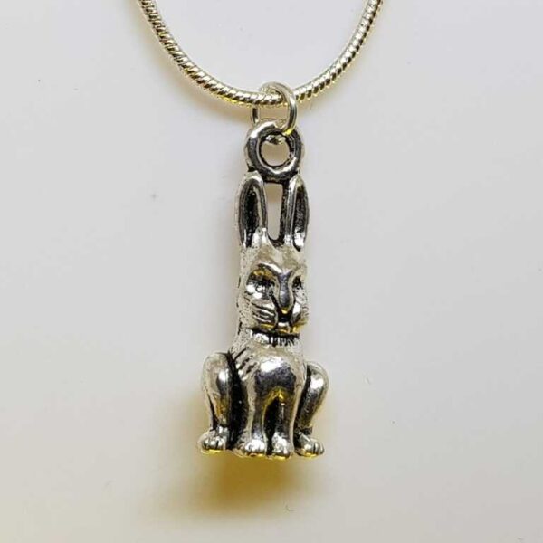 Silver Coloured Three 3d Rabbit Pendant on a Sterling Silver Snake Chain Necklace - Image 2