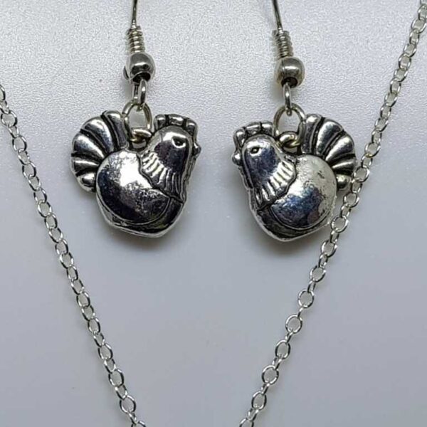 Silver Coloured Easter Chick Necklace and Earring Set - Image 2