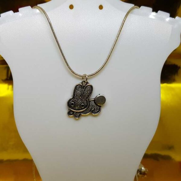 Silver Coloured Bunny Rabbit on a Sterling Silver Snake Chain Necklace