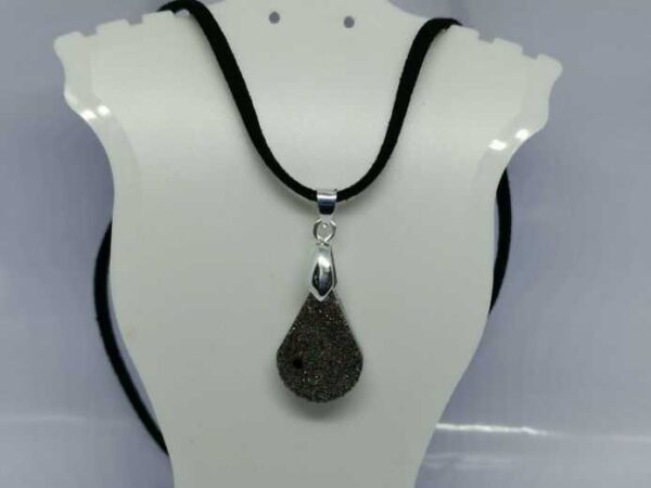 Galaxy Black Tear Drop Pendant on Soft Black Suede / Leather Necklace