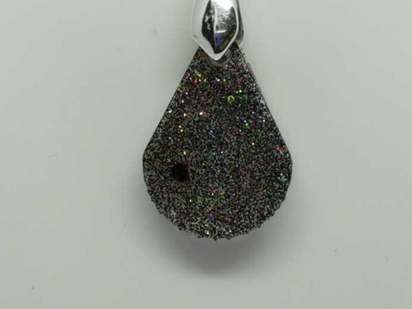 Galaxy Black Tear Drop Pendant on Soft Black Suede / Leather Necklace - Image 2