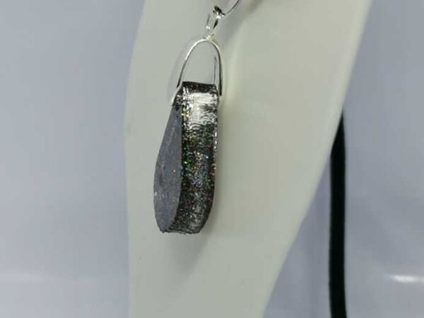 Galaxy Black Tear Drop Pendant on Soft Black Suede / Leather Necklace - Image 3