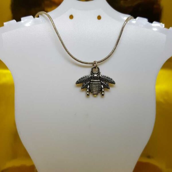 Sterling Silver Snake Chain Necklace with Silver Coloured Bee Pendant