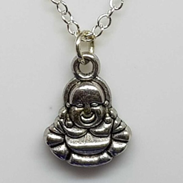 Silver Coloured Buddha Pendant on a Sterling Silver O Link Necklace - Image 2