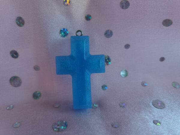 Pale Blue Pearl Effect Cross Pendant