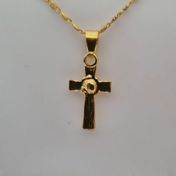 Gold Coloured Necklace and Cross with Clear Rhinestone - Image 3