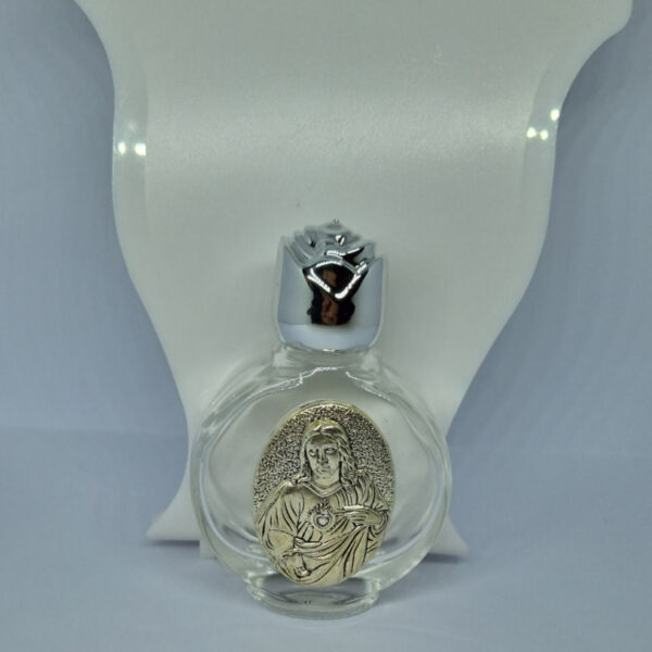 Holy Water Bottle with Silver Coloured Lid and Embellishment - Image 3