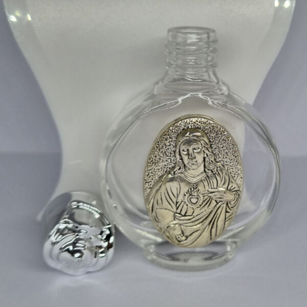 Holy Water Bottle with Silver Coloured Lid and Embellishment - Image 2