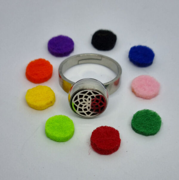 Aromatherapy Lotus Flower Anxiety Anti Stress Adjustable Ring - Image 2