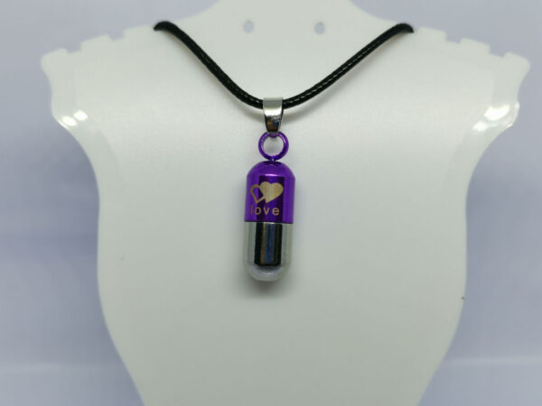 Purple Love Heart Memories Locket Time Capsule Pendant Ash Picture Holder Mini Keepsake Necklace Pendant