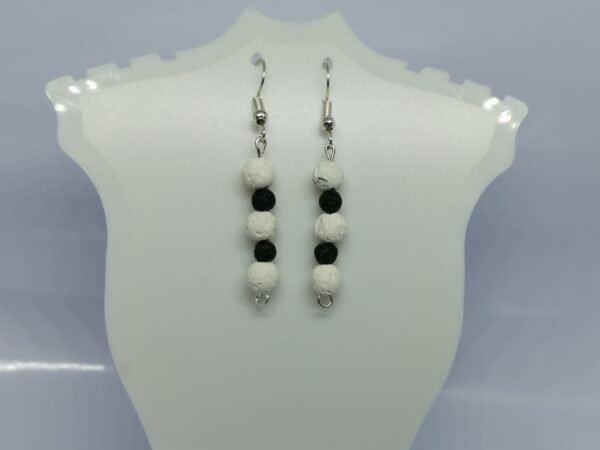 Lava Stone Hanging Earrings in Black and White