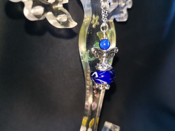 Sterling Silver Necklace with Royal Blue Angel Pendant - Image 3